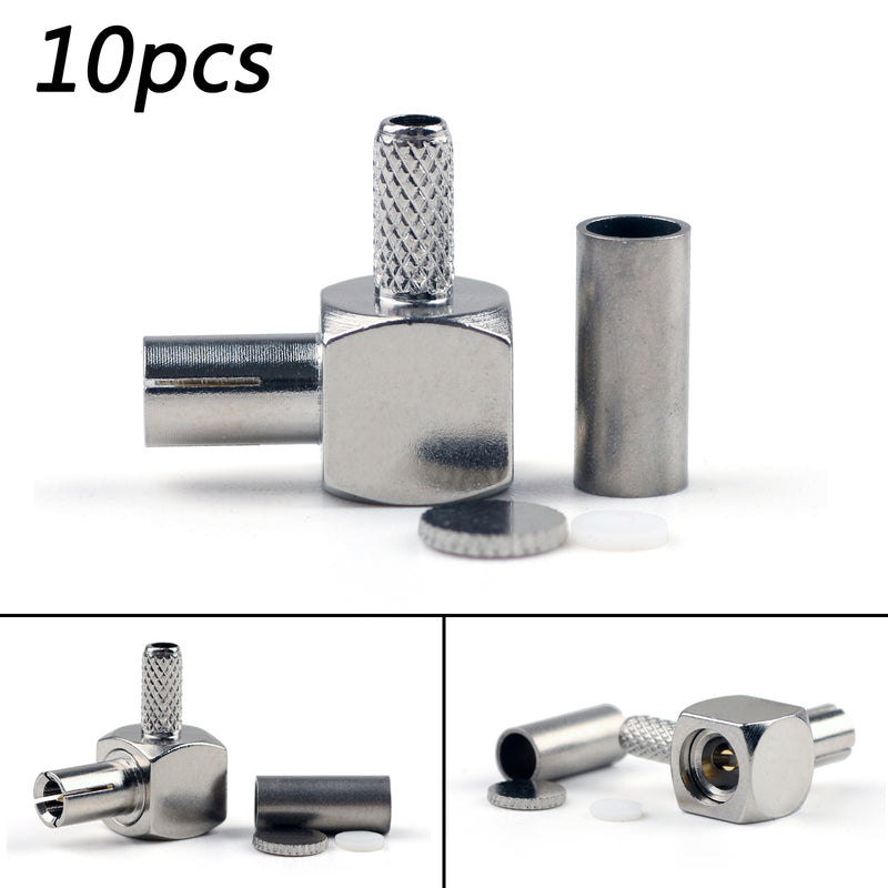 10 Pcs Connector TS9 Male Plug 90¡ã Crimp RG174 RG316 LMR100 Cable Right Angle