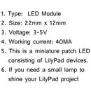4Set SMD 3V-5V White LED Module DIY Active Components Diodes For Lilypad