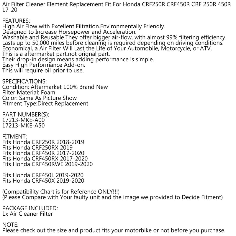Intake Air Filter Cage for Honda CRF250 R RX CRF450 R RX RWE CRF450X/L 2017-2020 Generic