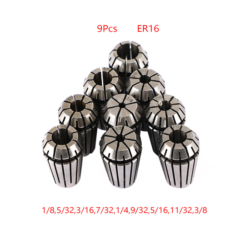 9Pcs/12PCS/10Pcs/ ER16 Spring Collet Set For CNC Milling Lathe Machine