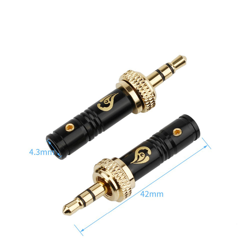 5PCS 3.5mm 3 Pole Stereo Earphone Pins Lock Assembly Audio Connector Black