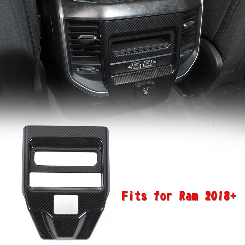 Carbon Fiber Rear Control Panel Air Vent Cover Trim For Ram 2018+ Generic