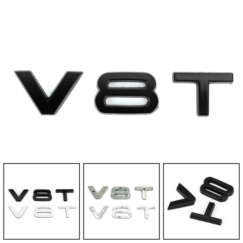 V8T Emblem Badge Fit For AUDI A1 A3 A4 A5 A6 A7 Q3 Q5 Q7 S6 S7 S8 S4 SQ5 Black Generic