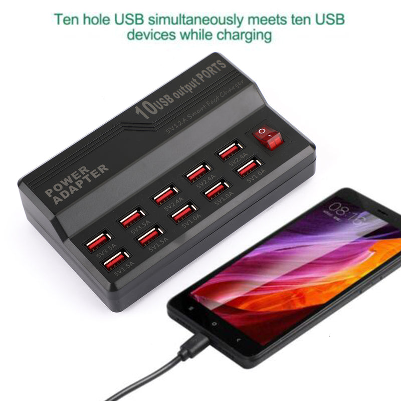 10 Port USB Desktop Charger 5V/12A Multi Hub Dock Fast Charging Station AU Plug