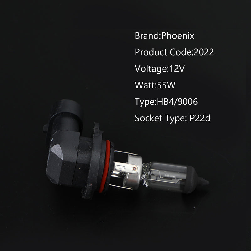 For Phoenix Tungsten HB4 9006 12V55W P22D Halogen Headlamp Bulb Generic