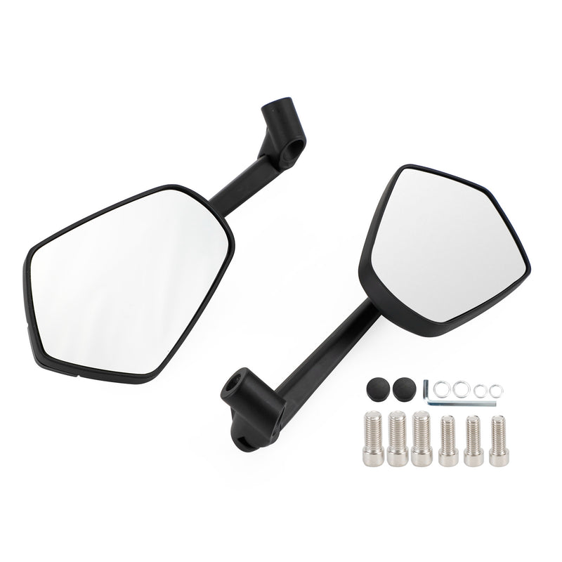Black Angled Motorcycle Mirrors Universal 8mm & 10mm Thread Bike/Motorbike Pair