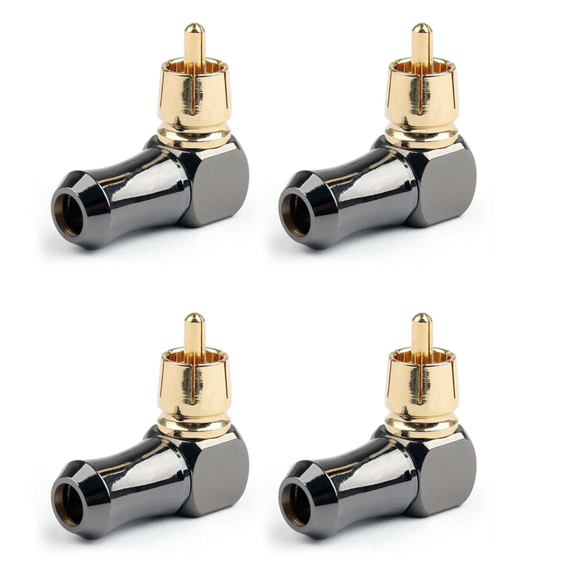 4PCS Brass RCA Right Angle Male plug Audio Video Connector Soldering Adapter