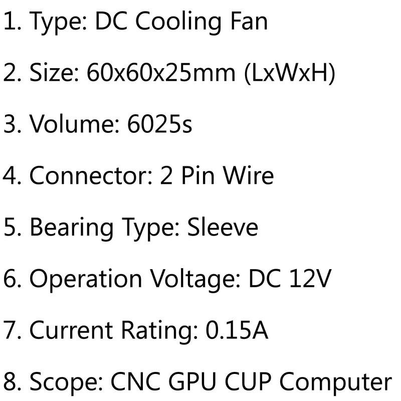 4Pcs DC Brushless Cooling Fan 12V 0.15A 6025s 60x60x25mm 2 Pin CUP Computer Fan