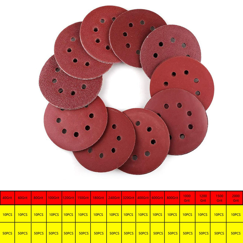 125mm 5 inch Sanding Discs 40 - 2000 Grit for Orbital Sander Loop Sandpaper