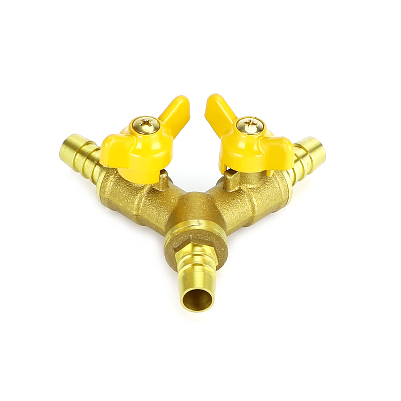 Y Shaped 3/8" ID Hose Barb Type 3 Way Brass Shut Off Ball Valve Fitting