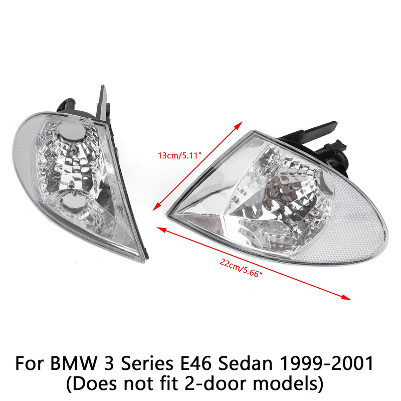 1999-2001 BMW 3 Series E46 Pair Front Indicator Turn Signal Corner Clear Lights