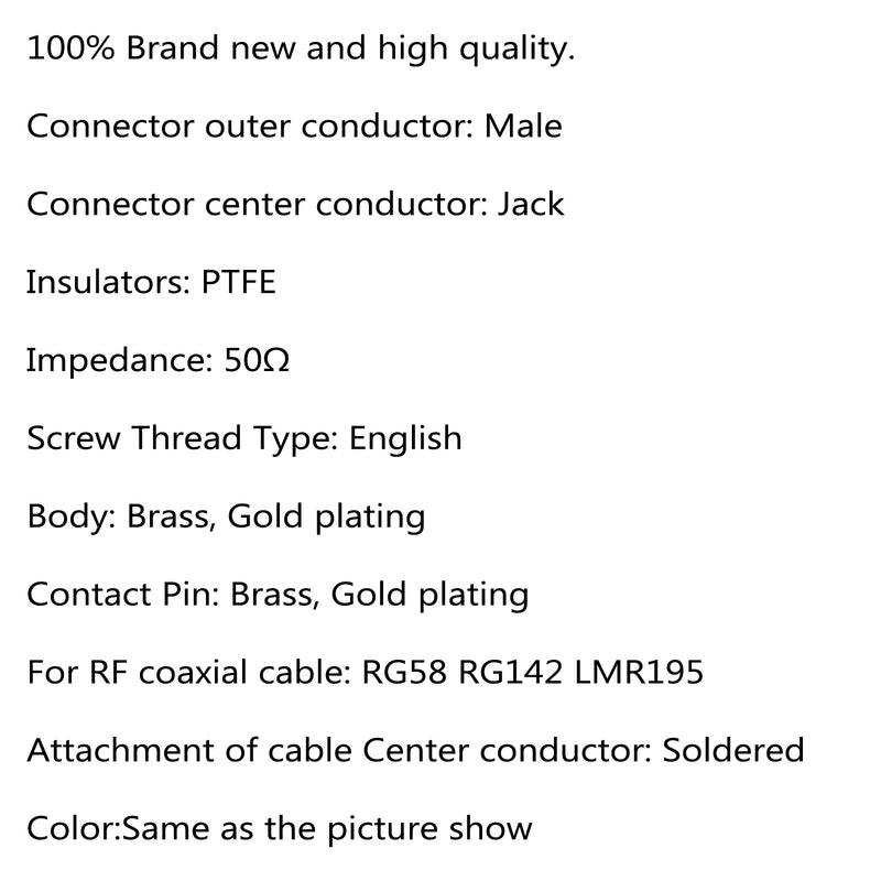 10Pcs Connector RP.SMA Male Jack Crimp RG58 RG142 LMR195 RG400 Cable Straight