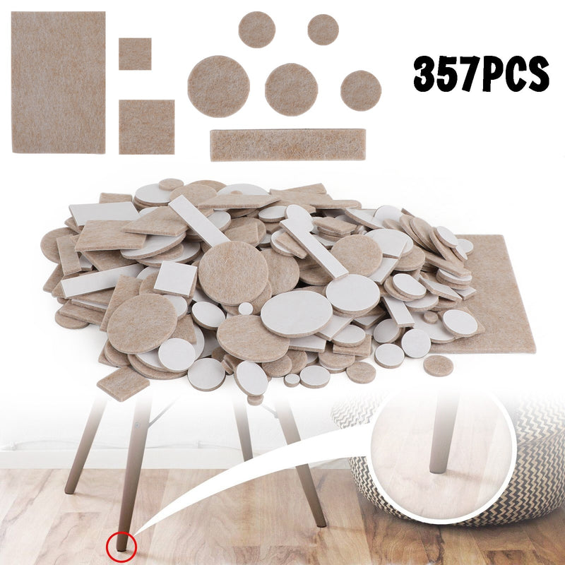 2 Colors 357 Piece Self-Stick Furniture Felt Pads for Hard Surfaces