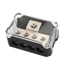 Plastic housing Splitter Heat resistant Clear Cover Distribution Block T Type 1x0GA In 4x4GA Out Splitter Nickel Plated for Car Audio Marine
