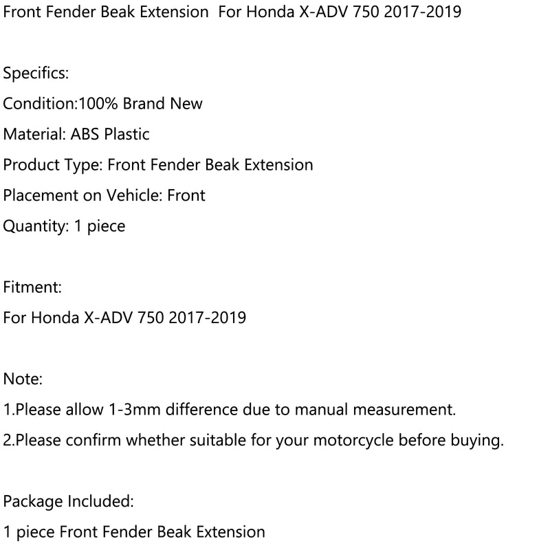 Front Fender Beak Extension For Honda X-ADV 750 2017-2019 Front Fender Beak Extension For Honda X-ADV 750 2017-2019 Generic