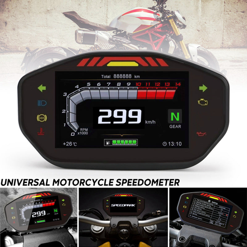 Universal Motorcycle Lcd Rpm Digital Display Odometer Speedometer Backlight Generic
