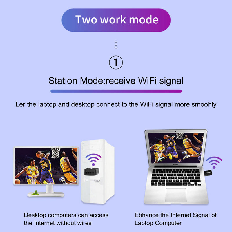 2.4G/5G 1300Mbps Signal Booster Wifi Range Extender Network USB Wifi Adapter