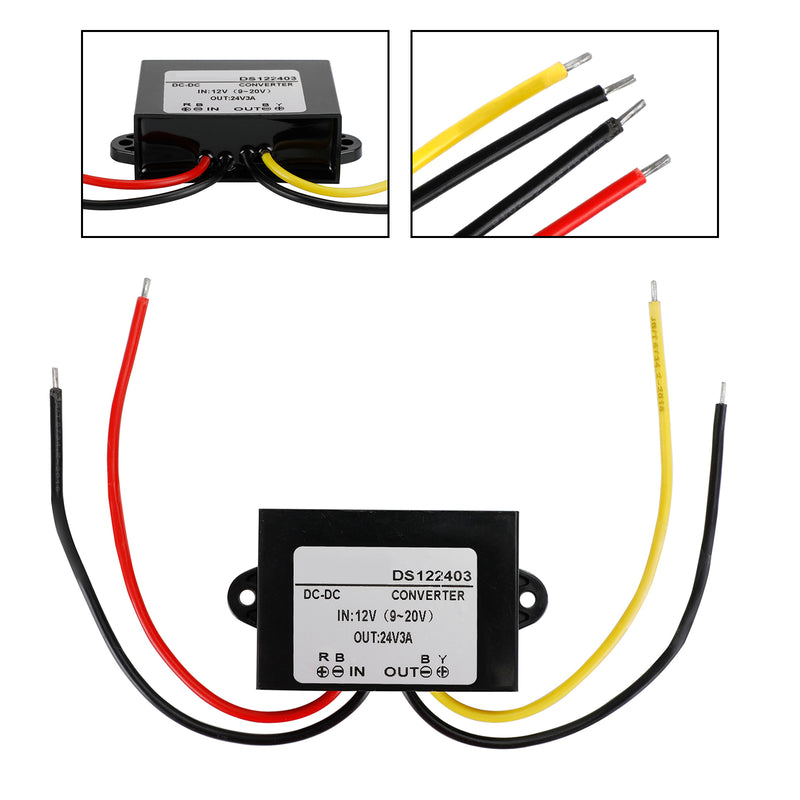 Waterproof DC-DC Boost Step-Up Converter 12V to 24V Car Power Supply Module