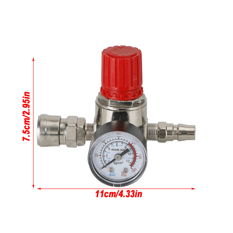 Air Compressor 1/4" Regulator Pressure Gauge Switch Valve Control 175 Psi