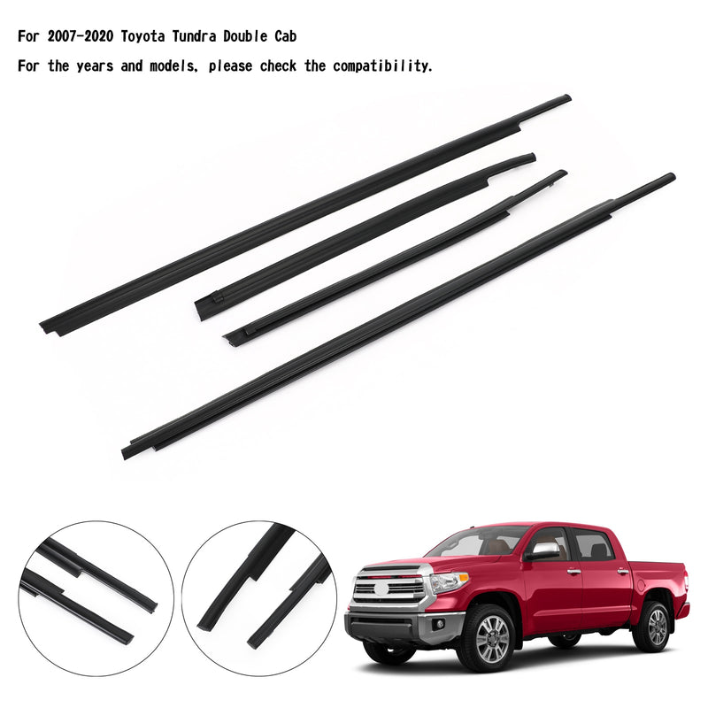 4x Car Window Weatherstrip Seal Belt Moulding For Toyota Tundra Double Cab 07-20 Generic