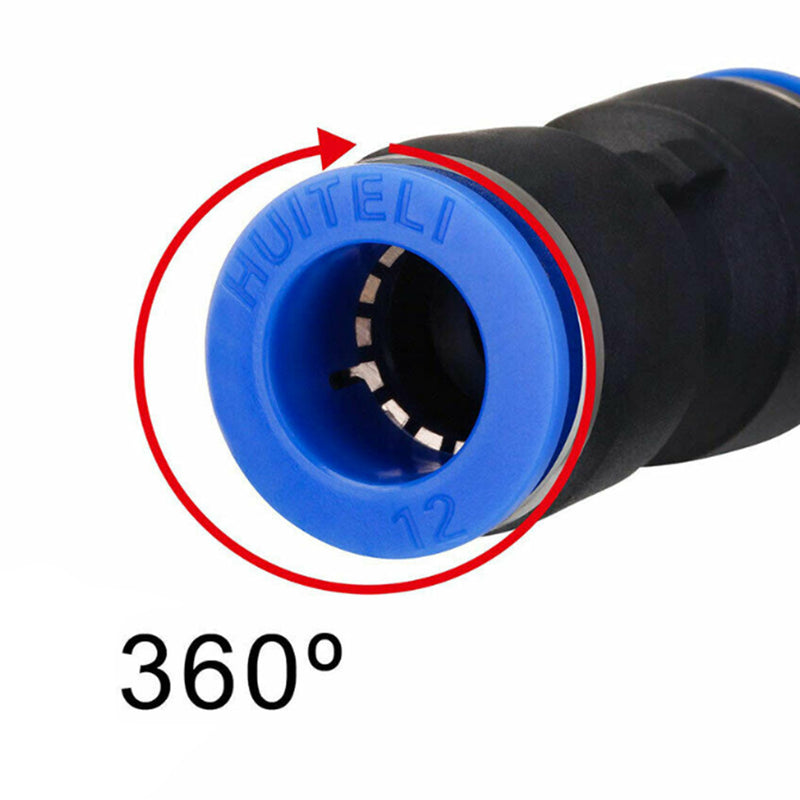 Quick 35 Pcs Straight Push Connectors 4/6/8/10/12/14/16mm Air Line Pneumatic