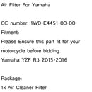 Air Filter Intake Drop In Cleaner For Yamaha YZF R1 2015 2016 1WD-E4451-00-00 Generic