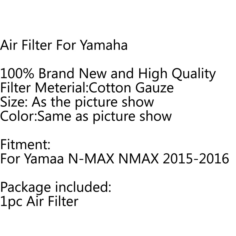 Air Filter Cleaner Element For Yamaha N-MAX NMAX 155 2015-2016 Generic