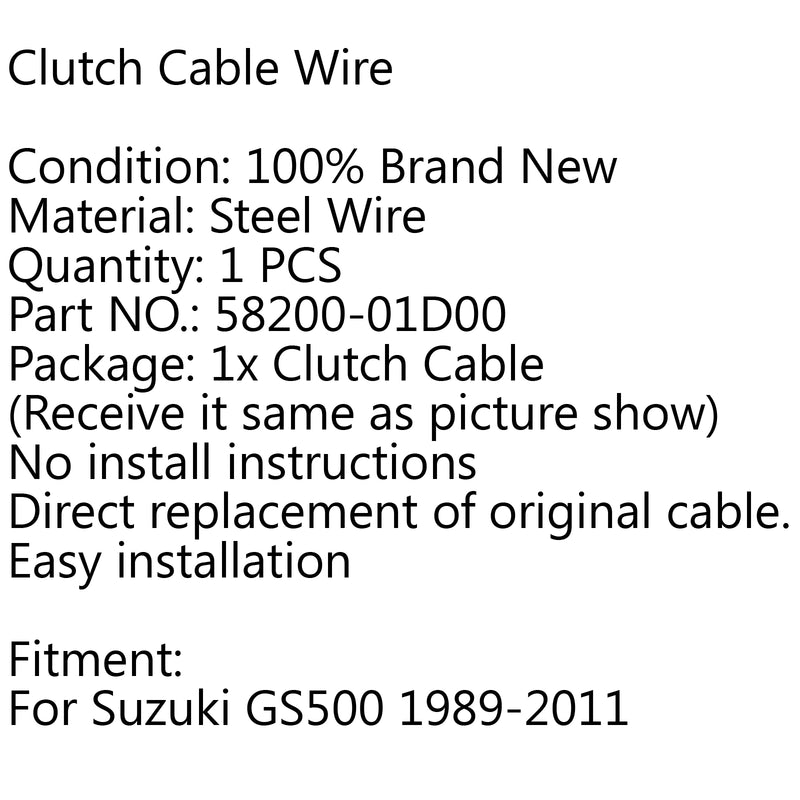 New Clutch Control Cable Steel Wire For Suzuki 58200-01D00 GS500 1989-2011 Generic
