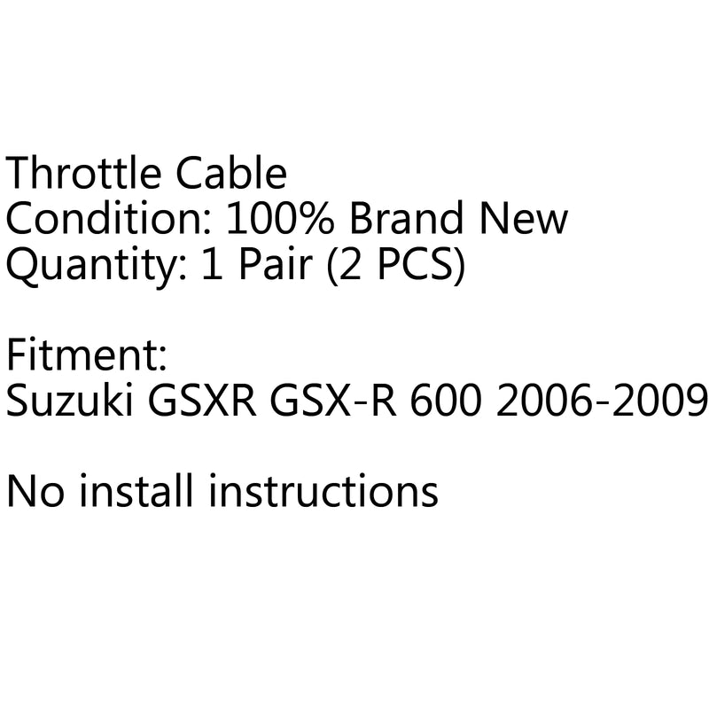 Throttle Cable Push/Pull Wire Line Gas For Suzuki GSXR GSX-R 600 06-09 Generic