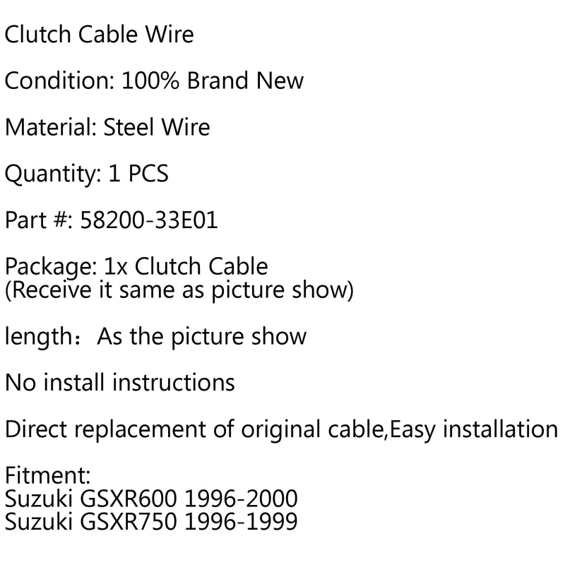 Clutch Cable Replacement 58200-33E01 For Suzuki GSXR600 1996-2000 GSXR750 96-99 Generic