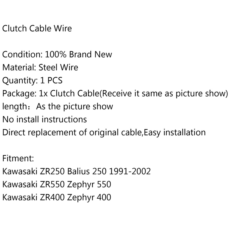 Clutch Cable For Kawasaki ZR250 Balius 250 91-02 ZR550 ZR400 Zephyr 550 400 Generic