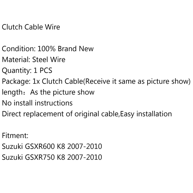 Wire Steel Clutch Cable 54011-0080 For Suzuki GSXR600 GSXR750 K8 2007-2010 Generic
