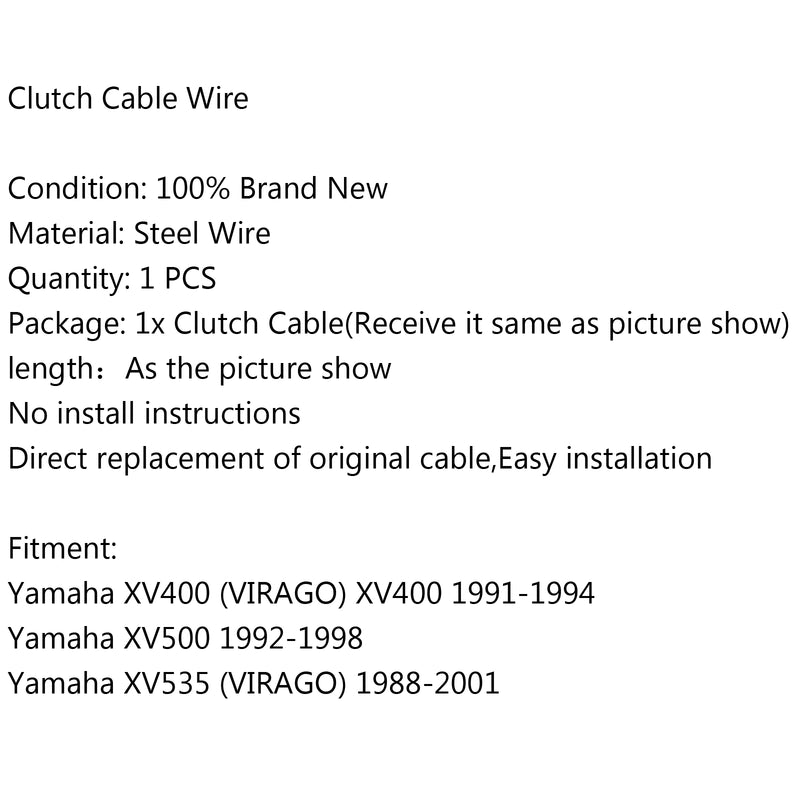 Clutch Cable For Yamaha XV500 92-98 XV535 (VIRAGO) 1988-2001 XV400 1991-1994 Generic
