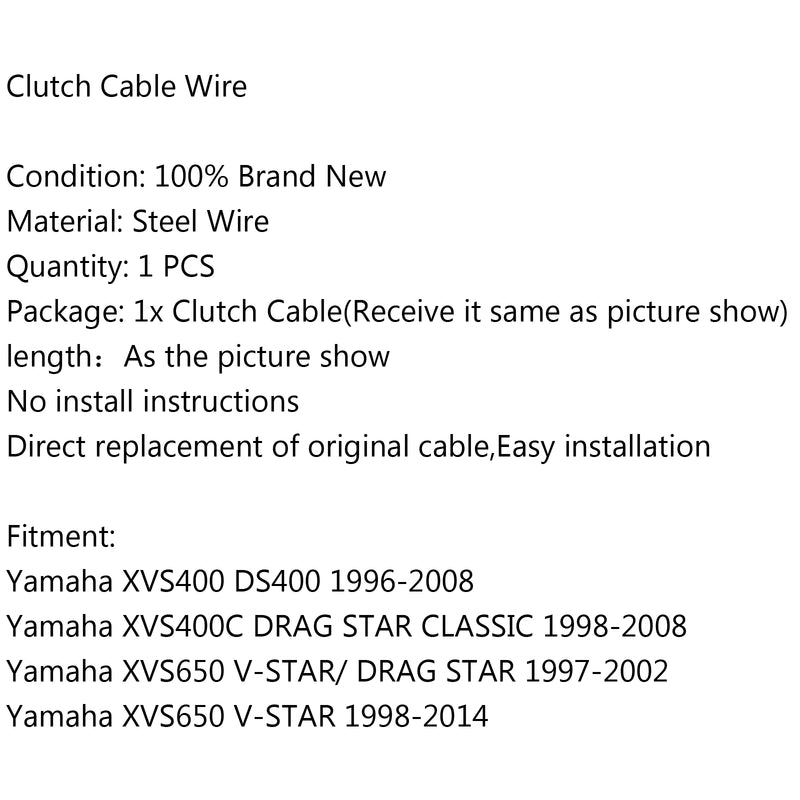 Clutch Cable For Yamaha XVS400 DS400 96-08 XVS400C XVS650 V-STAR 1998-2014 Generic