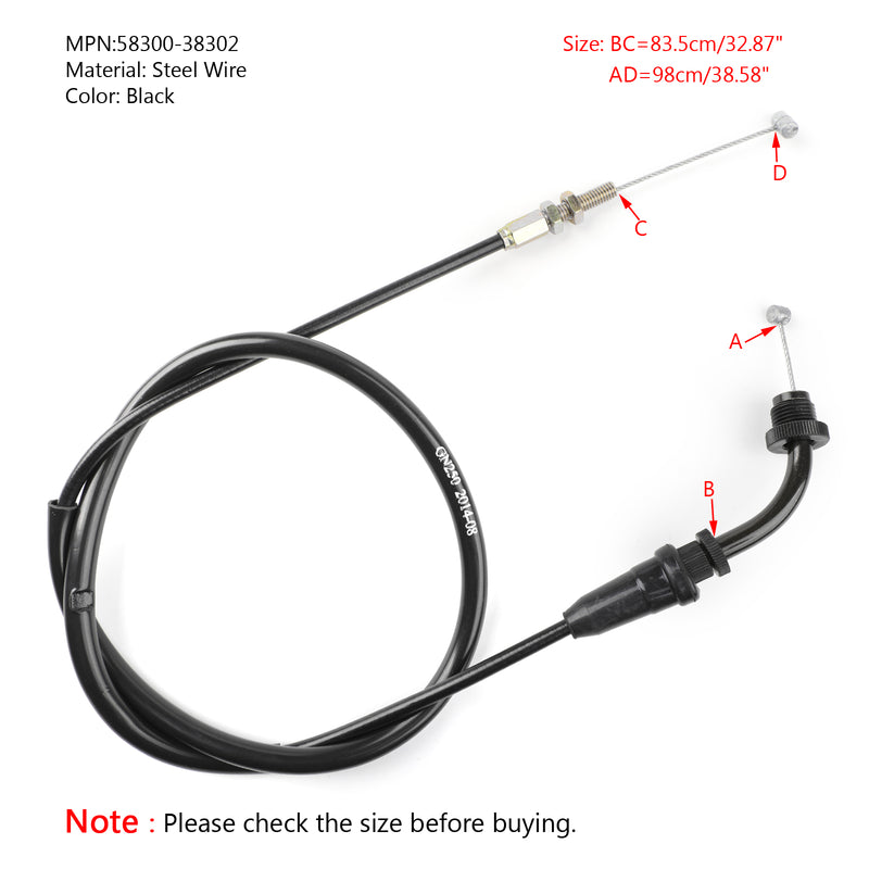 Motorcycle Throttle Cable For Suzuki 85-01 GN250 80-81 GS450E GS550L 58300-38302 Generic