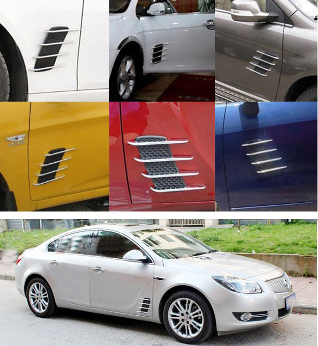 2 x Chrome Exterior Side Vent Air Flow Hood Intake Decorative Sticker For Car Generic