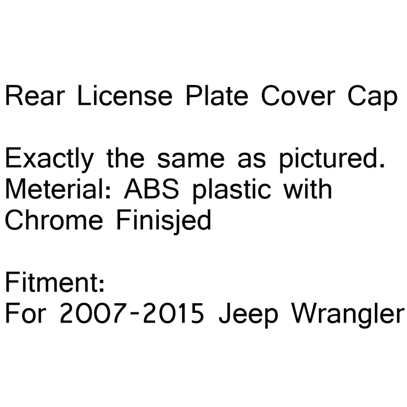 For 2007-2015 Jeep Wrangler JK Chrome ABS Rear License Plate Cover Cap Set of 2 Generic