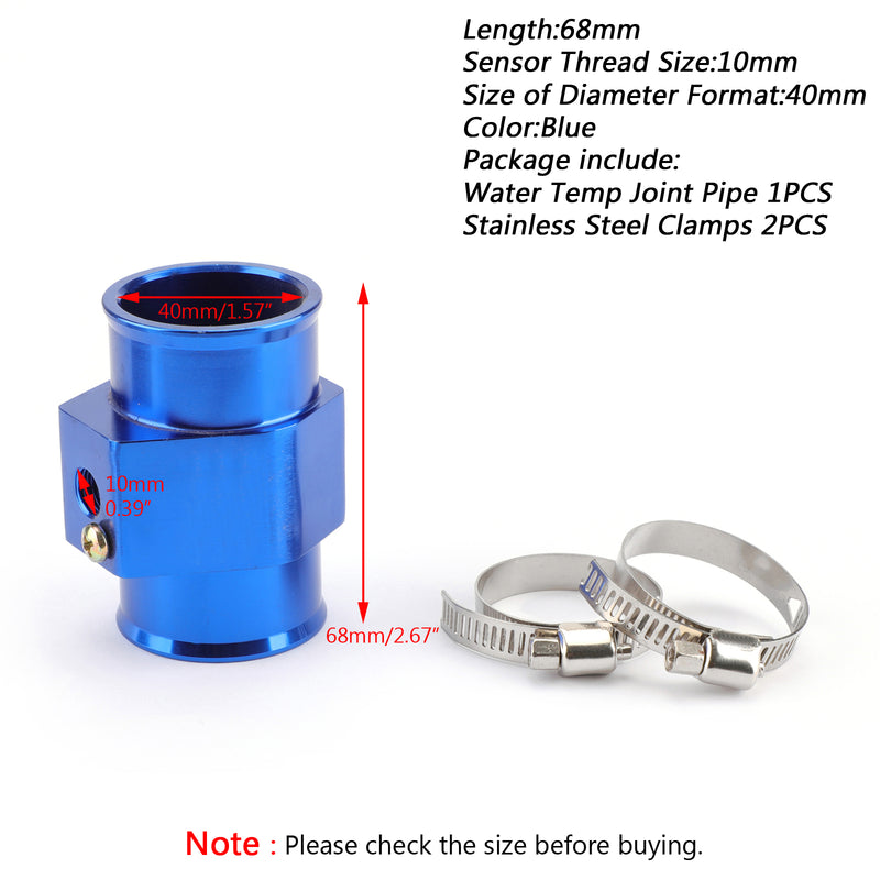 40mm Blue Water Temp Joint Pipe Temperature Gauge Radiator Adapter Hose Sensor Generic