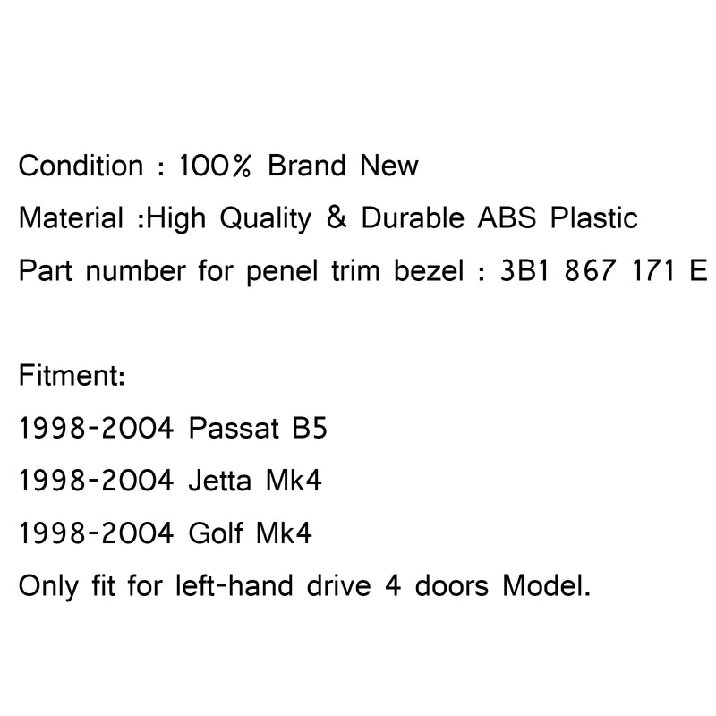 Master Window Switch Control Panel Trim Bezel VW Passat Jetta Golf MK4 Mahogany Generic
