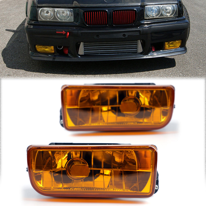 BMW 1992-1998 E36 3 Series 2/4D Replacement Fog Lights Lamps Crystal Lens R&L