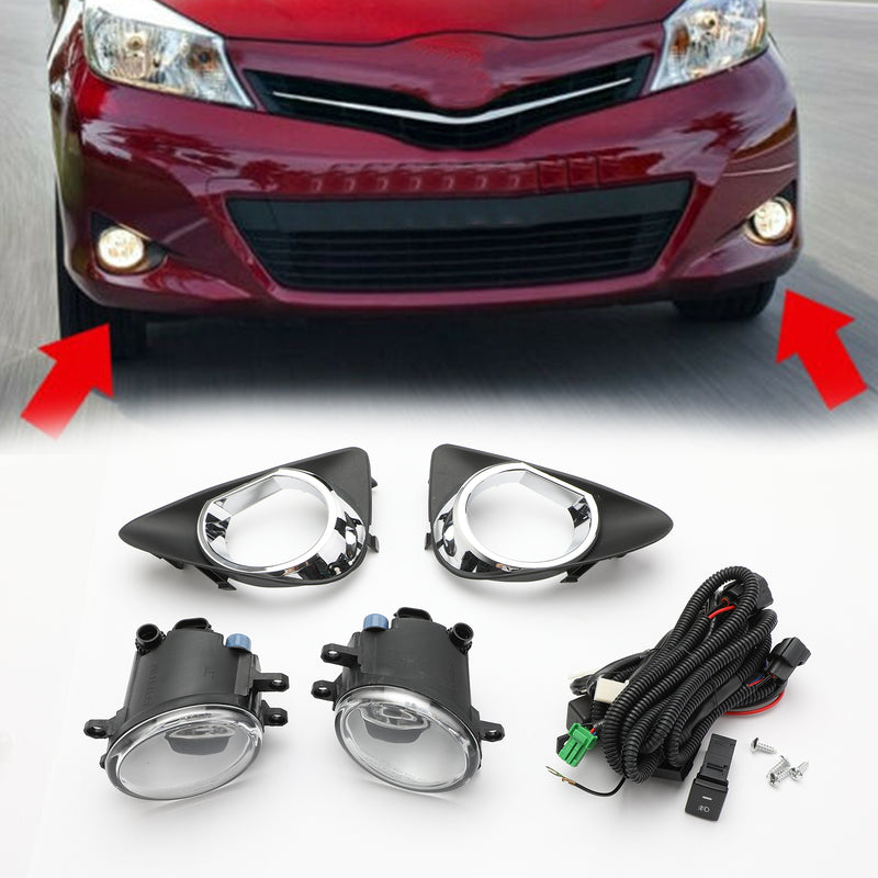Pair Fog Light W/Switch Wiring Cover Kit For 2012 2013 2014 Toyota Yaris Hatch
