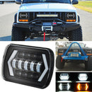 55W 7x6 5X7 LED Projector Headlight Hi-Lo Beam Halo DRL For Cherokee XJ Generic