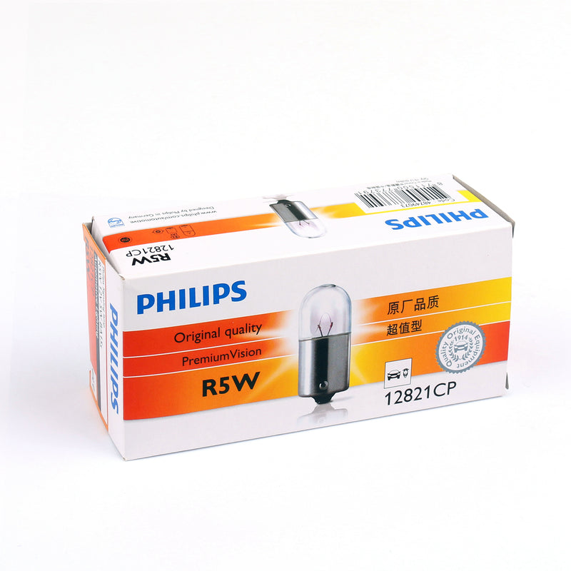 10pcs PHILIPS 12821 R5W 12V 5W BA15s Premium Vision Signaling Lamp Bulbs Generic