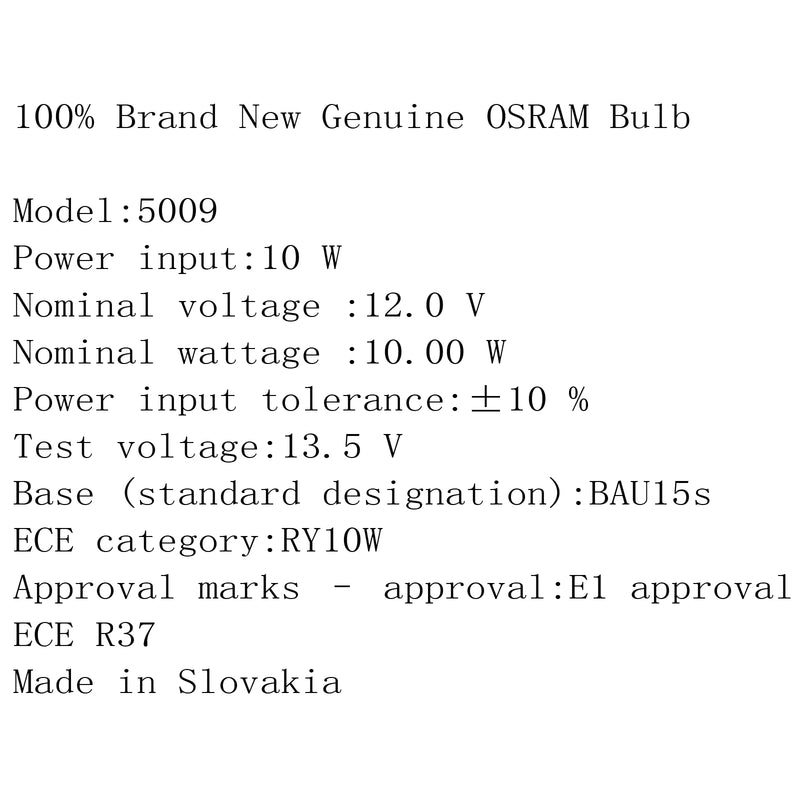 10X OSRAM 5009 RY10W 12V BAU15S Halogen Original Auto Car Turn Signal Amber Generic