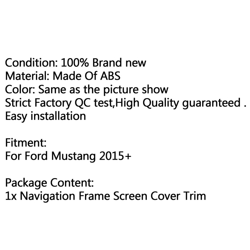 1PCS Car Navigation Frame Screen Cover Trim Frame Sticker For Ford Mustang 2015+ Generic
