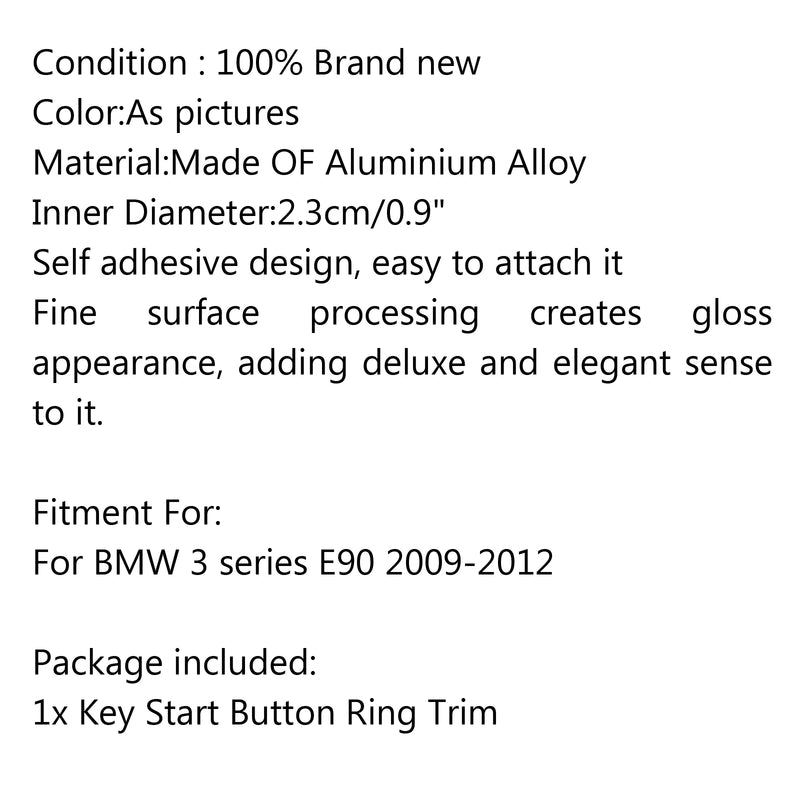 1X Interior Key Start Button Ring Decoration Trim For BMW 3 series E90 2009-2012 Generic