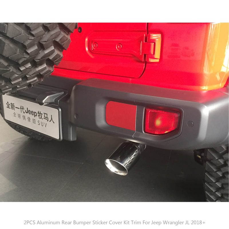 2PCS Aluminum Rear Bumper Sticker Cover Kit Trim For Wrangler JL 2018+ Generic