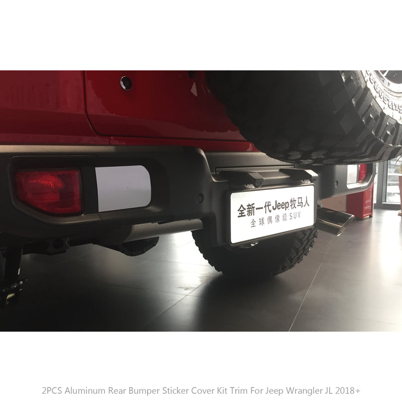 2PCS Aluminum Rear Bumper Sticker Cover Kit Trim For Wrangler JL 2018+ Generic