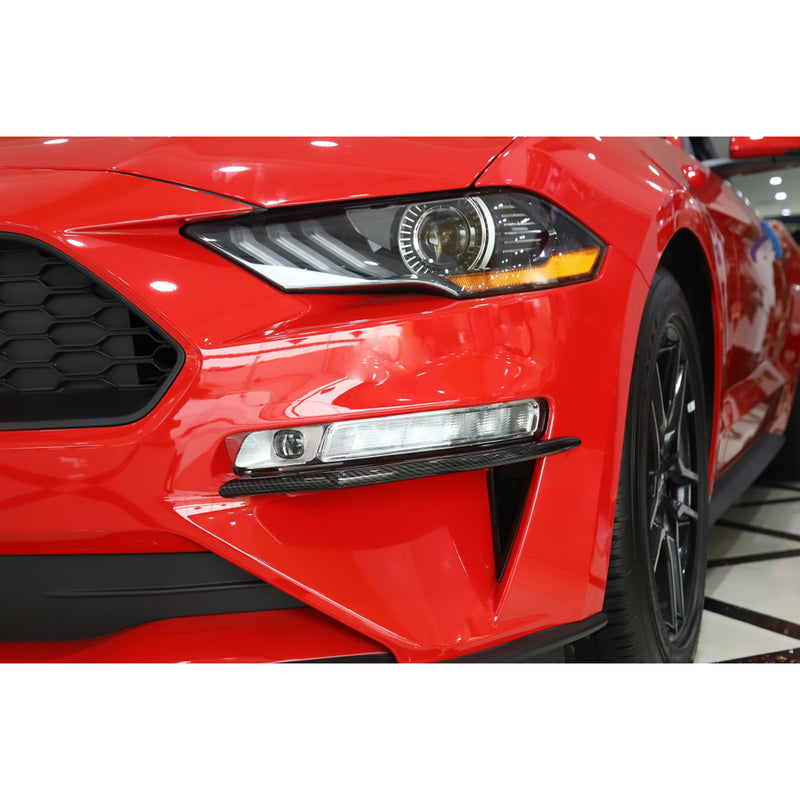 Front Bumper Vent Winglets Fog Light Canard Trim For 2018-19 Ford Mustang Generic