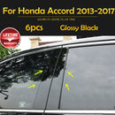 6PCS Glossy Black Window Center Pillar Posts Trim Fits For Honda Accord 2013-2017 Generic